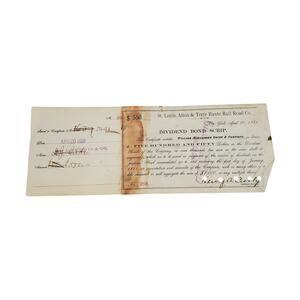 St. Louis, Alton and Terre Haute Rail Road Co NY $550 Bond Railroad Bonds 291